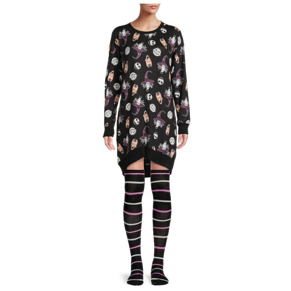 Disney Women's Nightmare Before Christmas Pajama Sleep Shirt with Socks Sz M